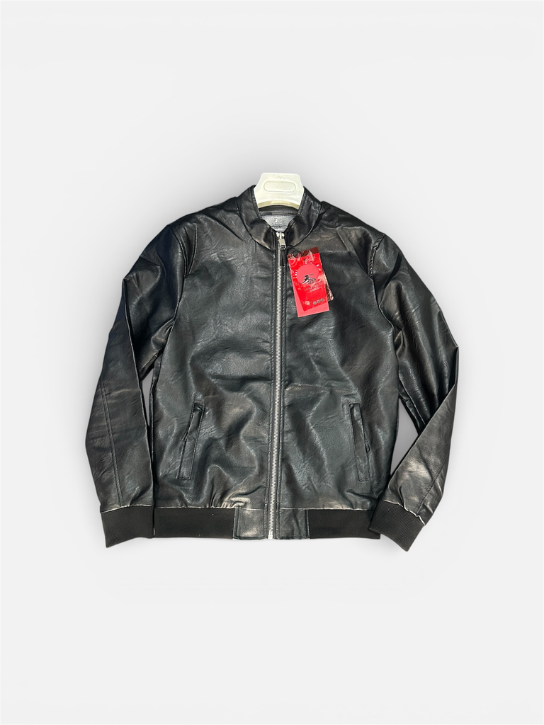 0588 F20 denim LEATHER JACKET (Black, M)